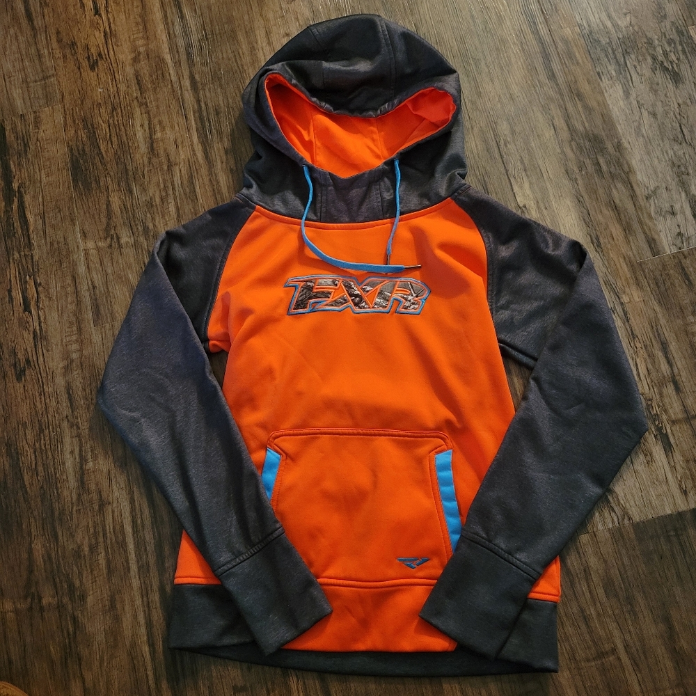 Womens FXR Hoodie Sweatshirt. Coral, Grey & Turqoise SIZE XS - GUC